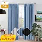 1 Pair BLOCKOUT Pinch Pleat Curtains Sassi Jacquard Fabric Curtain Panels