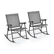 Costway 2x Folding Rocking Chair Metal Frame Patio Rockers Outdoor Furniture Backyard Poolside