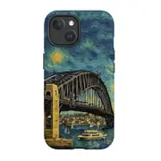 For iPhone 15 Tough Case Compatible with MagSafe Painting Of The Harbour Bridge