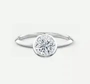 G/VS 2.6 Ct Round Lab Created Grown Diamond Bezel 18K White Gold Engagement Ring