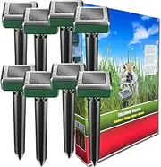 Mole Repellent 8 Pack Ultrasonic Solar Powered Animal Repellent for Outdoor Lawn Garden for Snakes, Moles, Gophers, Groundhogs, Voles and Other Burrowing Rodents