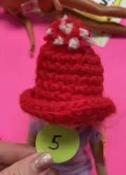 #5 CROCHET Toboggan FITS MODERN /VINTAGE BARBIE KEN DOLLS Red White Handmade Hat
