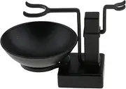 MagiDeal Bathroom Barber Men Metal Shaving Rack Stand Set - Shave Brush Holder Shelf + Soap Mug Cup Bowl Black