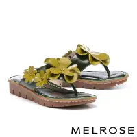 在飛比找Yahoo奇摩購物中心優惠-拖鞋 MELROSE 美樂斯 綻放立體花朵造型全真皮夾腳厚底