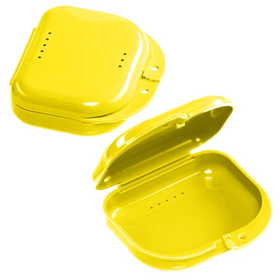 Yellow Retainer Case w/ Vent Holes - UV Cleaner Case, Mouth Guard Aligners