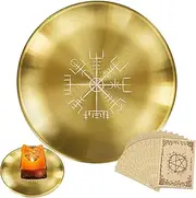 [Generic] Pillar Candle Plate Holder - 5.5 Inch Stainless Steel Tarot Candlestick Round Plate | Decorative Tea Light Stand, Jewelry Trays, Home Decorations for Yoga Use