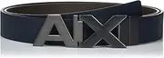 A｜X ARMANI EXCHANGE Men's Split Leather Double Sided Large Logo Belt