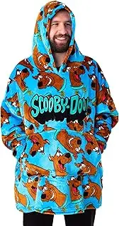[Scooby-Doo!] Doo Wearable Blanket Hoodie for Men | Adult Hoodie in Blue Character Allover Graphic Print | Loungewear with Sherpa Lining in One Size, blue, Einheitsgröße