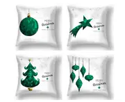 P48 4PCS 45*45cm Christmas Elk Snowflake Pattern Peach Skin Pillowcase Printing Throw Pillow Cushion Cover Home Furnishing Decoration