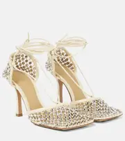 [Bottega Veneta] Bottega Veneta Sparkle Stretch embellished sandals AU 5 white
