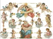 German Embossed SILVER GLITTER Scrap Die Cut - Christmas Easter Angels EF7229G