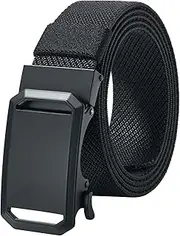 [LionVII] Ratchet Elastic Stretch Belts, 1 3/8" Slide Belt for Men with Automatic Buckle for Men Dress, Adjustable Trim to Fit 27-49" Waist