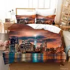 3D Sky Sunset Cityscape River Light Quilt Cover Set Bedding Sets Pillowcases 64