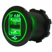 Waterproof USB Charger Socket green LED light 2.4A for Car Boat Marine Motorcycl (for: Honda Civic)