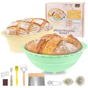 Silicone Sourdough Bread Baking Set, Banneton Bread Proofing Basket, 9 Inch R...