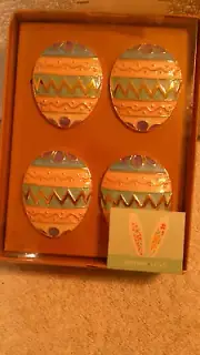 Easter Multicolor Easter Egg Napkin Rings Set Of 4 New