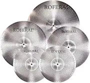 Low Volume Cymbal Pack Mute Cymbal Set 5 Pieces, 14"hi-hat+16"crash+18"crash+20"ride,sliver