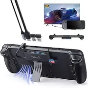 Portable Steam Deck Dock: NEWQ 5-in-1 USB C Dock with TF Card Slot, HDMI 2.0 4K@60Hz Display, 2*USB-A 3.0, USB-C PD 100W Max, Stand Base Accessories, Supports Other Devices & PC, black