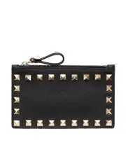 Valentino Garavani Rockstud Calfskin Cardholder with Zipper