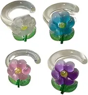 [Generic] 4 PCS C-shape Geometric flower Stackable Candy Color earrings Ear Cuff without pierced ear clip