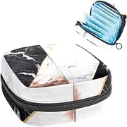 Period Bag,Sanitary Napkin Storage Bag,Black White Rose Gold Marble,Tampon Bag for Purse