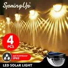 4PCS Solar Powered LED Lights Door Fence Wall Lights Outdoor Garden Lamp Light