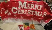 Christmas Ballons Lot With Banner And Table Cloth Lot
