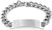 [Generic] Stainless Steel Cuban Chain Bracelet Best Mate Psalm 145:18-19 Engraved Inspirational Gifts for Birthday, Christmas, and Graduation, Small, Silver Plated Zinc, Cubic Zirconia