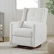 KISLOT Upholstered Recliner Swivel Glider Nursery Chair Reclining Performance Fabric Rocker with Wood Base