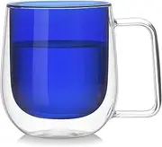 Beer Mug Whiskey Beer Glasses Multi-Color Wine Glass Tea Juice Cup Coffee Cups Cocktail Holder Mug Double Wall Mugs Wineglass for Vodka Beer Mugs (Size : 250ml Blue)