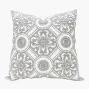 Embroidery Decorative Throw Pillow Cover 18" x 18" (Pack of 1) Grey Circle
