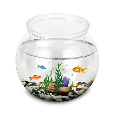 Fish Tank,Classic Drum Style Fish Bowl Transparent Plastic Round Bowl Mini