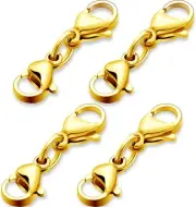 Double Lobster Clasp Extender Claw Connector Bracelet 1.3 Inch, Gold