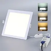 18W LED Recessed Ceiling Lights 3CCT Selectable 3000K/4000K/6000K Square LED Panel Lights Cut 210 * 210mm LED Downlights Ceiling for Bathroom Bedroom Kitchen Living Room, Not Dimmable