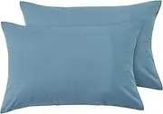 LINENOVA Luxury Cotton Blend Pillowcases (Set of 2) - Queen Size, Envelope Closure Soft and Breathable Pillowcases Set- 51x76cm-Dusty Blue