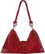 [iSamzan] Rhinestone Purse Silver Hobo Purse Sparkly Black Evening Bag for Women Prom Party Wedding