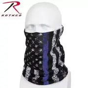 Rothco Multi-Use Tactical Wrap Black w/ Thin Blue Line Flag Head Face Neck #2404