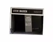 Steve Madden Genuine Leather Black Passcase Wallet RFID Protection New in Box