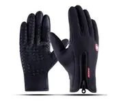 Outdoor Skiing Cold-Proof Silica Gel Touch Screen Bicycle Thicker Gloves - Black