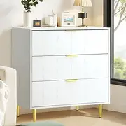 [Artiss] Chest of Drawers, 3 Drawer Lowboy Storage Cabinet, Dresser Organizer for Clothes Toys, Bedside Table for Bedroom, Living Room, Hallway, Office White