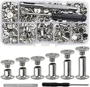 Gupcaqosjw Screw Rivets for Leather,Leather Screws | Assorted Snap Button Kit for Handmade Leathercraft Clothes Jackets Belts Bags Shoes Purse