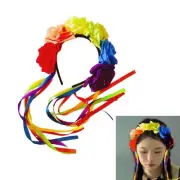 Stylish Colorful Rose Hair Accessory with Ribbon Ribbons for Female Fashion