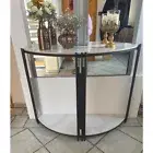 2Tier Gloss Heavy Real Stone Half Moon Console Table Entry Way Table Sturdy Legs