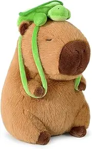[Ditucu] Cute Capybara Plush Pillow Kawaii Capybara Stuffed Aniamls Toys with Turtle Bag Hugging Gifts for Kids Brown 9 inch