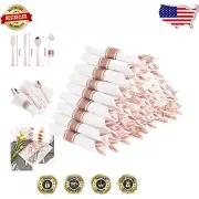 Durable Rose Gold Heavyweight Plastic Cutlery Set – 60 Forks, Knives, Spoons
