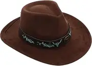 [SAFIGLE] Western Cowboy Hat for Men and Women Wide Brim Sun Hat Durable Material for Outdoor Travel and Festivals Versatile Cowgirl Style with Ethnic Flair Coffee