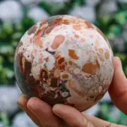 Natural 75MM Brown Cobra Jasper Crystal Healing Energy Reiki Chakra Sphere Ball
