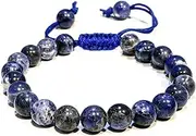 [ANAYA AGATE] Sodalite Bracelet - Energy Protection Crystal Handmade Adjustable Bead Bracelet Perfect for Men, Women’s Gift - Gemstone Healing Stretch Bracelet Pulsera Para Hombre Mujer Stocking Stuffer, 7-10 inch
