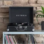 Victrola Vintage 3-Speed Bluetooth Suitcase Record Player with Speakers, Black