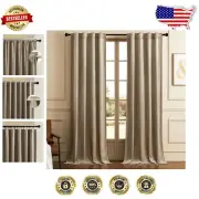 Luxurious Taupe Velvet Curtains 42" W x 84" L - 2 Panels, Light Blocking & Th...